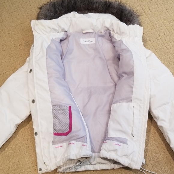Calvin Klein White Winter Down Coat - Picture 2 of 8